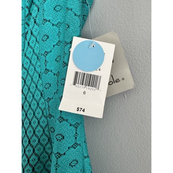 NWT Danny & Nicole Green Lace Overlay A Line Midi Dress Size 6 - Picture 6 of 8